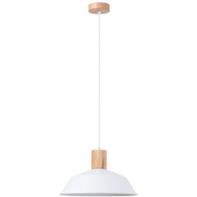 Sollux Lighting Fano lampa wisząca 1x15 W biała-drewno SL.1321