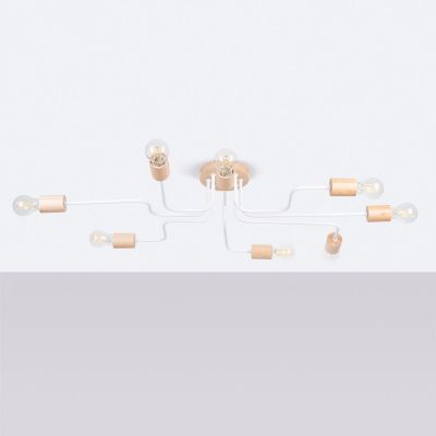 Sollux Lighting Timbo lampa podsufitowa 8x15 W biała-drewno SL.1667