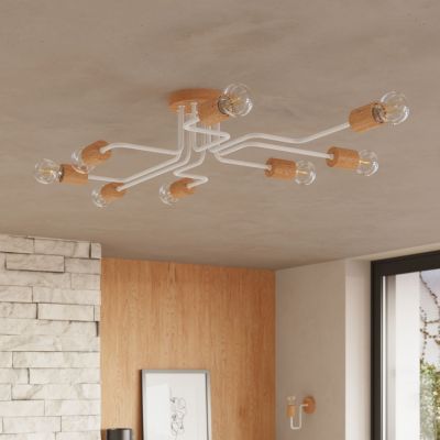 Sollux Lighting Timbo lampa podsufitowa 8x15 W biała-drewno SL.1667