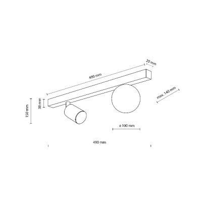 TK Lighting Vox lampa podsufitowa 2x10 W czarna 10000