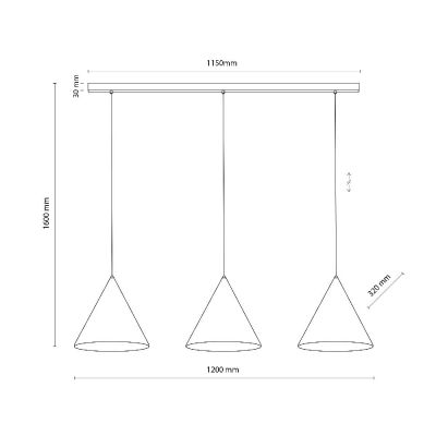 TK Lighting Cono lampa wisząca 3x15 W czarna 10060