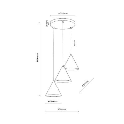 TK Lighting Cono lampa wisząca 3x15 W czarna 10067