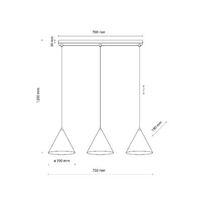 TK Lighting Cono lampa wisząca 3x15 W czarna 10068