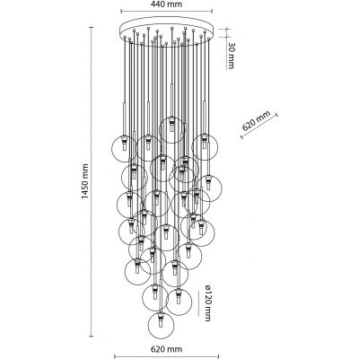 TK Lighting Nilos lampa wisząca 26 x W czarna-złota 10099