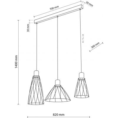 TK Lighting Modesto lampa wisząca 3x10 W czarna 10149