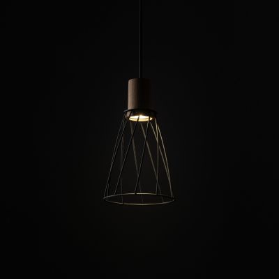 TK Lighting Modesto lampa wisząca 1x10 W czarna-drewno 10155
