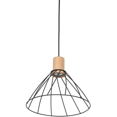 TK Lighting Modesto lampa wisząca 1x10 W czarna-drewno 10156
