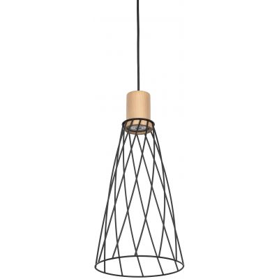 TK Lighting Modesto lampa wisząca 1x10 W czarna-drewno 10157