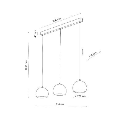 TK Lighting Zoe lampa wisząca 3x15 W czarna 10169