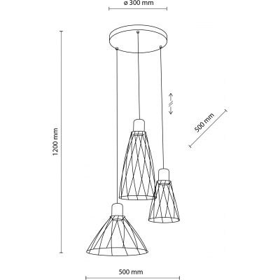 TK Lighting Modesto lampa wisząca 3x10 W czarna 10187