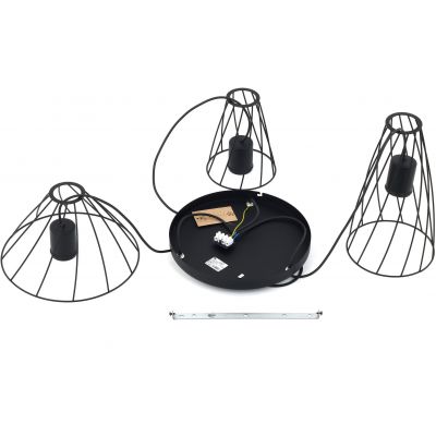 TK Lighting Modesto lampa wisząca 3x10 W czarna 10187