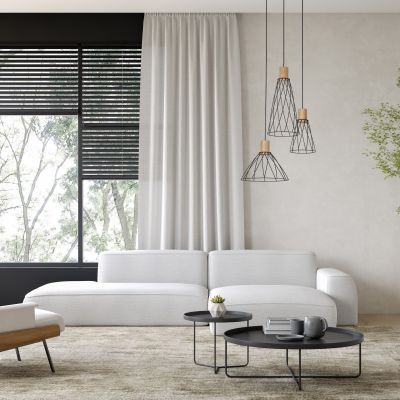 TK Lighting Modesto lampa wisząca 3x10 W czarna-drewno 10188