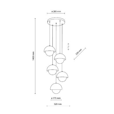 TK Lighting Bono lampa wisząca 5x8 W beżowa 10214