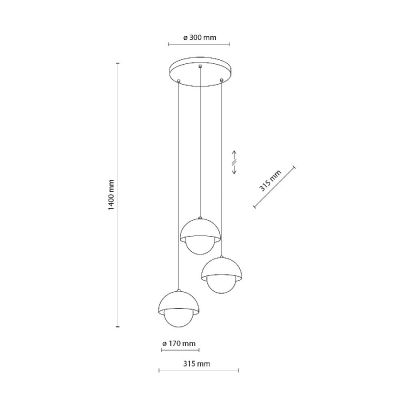 TK Lighting Bono lampa wisząca 3x8 W żółta 10266