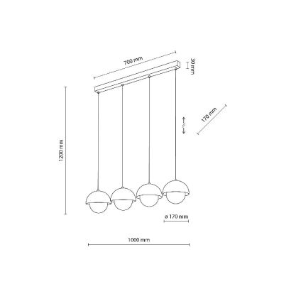 TK Lighting Bono lampa wisząca 4x8 W żółta 10267