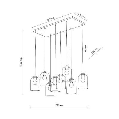 TK Lighting Molly lampa wisząca 8x15 W czarna 10303