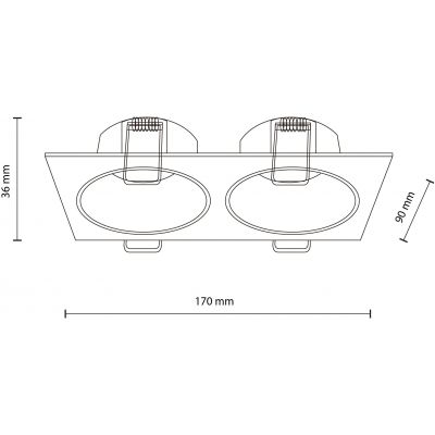 TK Lighting Prisma Duo Black lampa do zabudowy 2x10 W czarna 10579