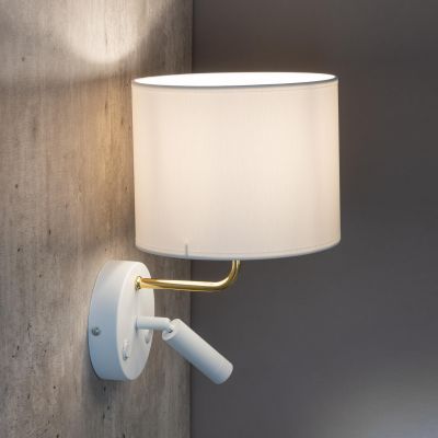 TK Lighting Richi kinkiet 1x60W+1x6W biały/złoty 1370