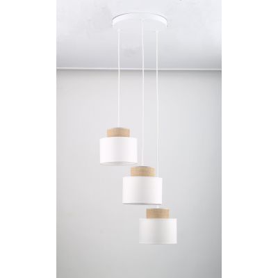 TK Lighting Duo Juta lampa wisząca 3x15W biały 2594