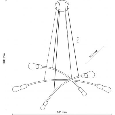 TK Lighting Helix lampa wisząca 6x15W czarna 2726