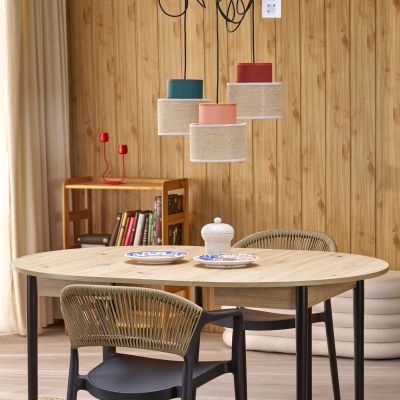 TK Lighting Duo Juta lampa wisząca 3x15W czarny/mix kolorów 3140