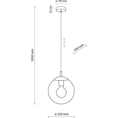 TK Lighting Esme lampa wisząca 1x15W czarny/przezroczysty 3266