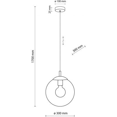 TK Lighting Esme lampa wisząca 1x15W czarny/przezroczysty 3267