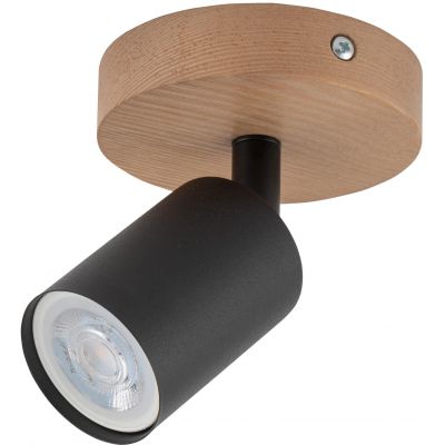 TK Lighting Top lampa podsufitowa 1x10W czarny/drewno 3290