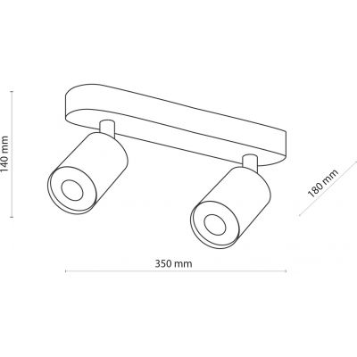 TK Lighting Top lampa podsufitowa 2x10W czarny/drewno 3291