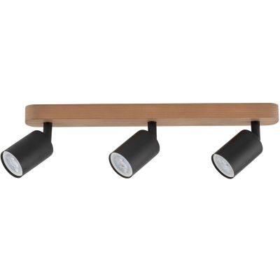 TK Lighting Top lampa podsufitowa 3x10W czarny/drewno 3292