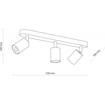 TK Lighting Top lampa podsufitowa 3x10W czarny/drewno 3292