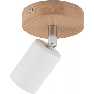 TK Lighting Top lampa podsufitowa 1x10W biały/drewno/chrom 3294