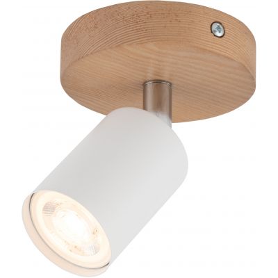 TK Lighting Top lampa podsufitowa 1x10W biały/drewno/chrom 3294