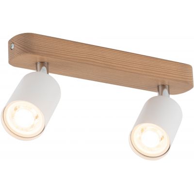 TK Lighting Top lampa podsufitowa 2x10W biały/chrom/drewno 3295