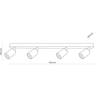 TK Lighting Top lampa podsufitowa 4x10W biały/chrom/drewno 3297