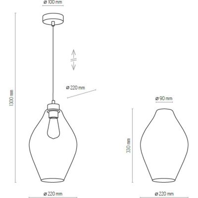 TK Lighting Tulon lampa wisząca 1x60W bursztyn/czarny 4191