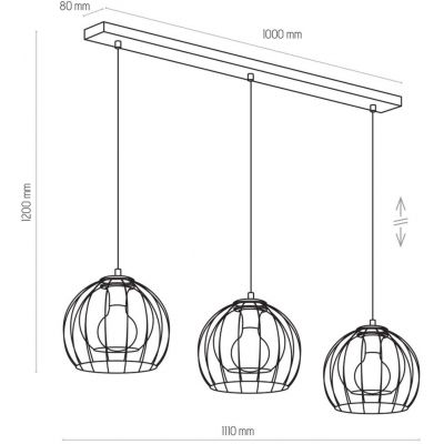 TK Lighting Universo lampa wisząca 3x15W czarny/szkło grafitowe 4483