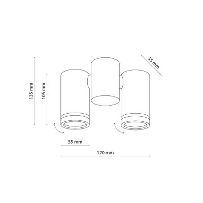 TK Lighting Jet lampa podsufitowa 2x10 W czarna 4539