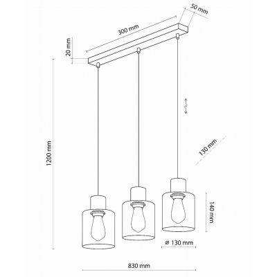 TK Lighting Orson lampa wisząca 3x15W bursztynowa/czarna 4568