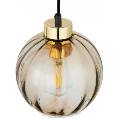 TK Lighting Devi Amber lampa wisząca 1x15W czarny/złoty/bursztyn 4645