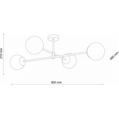 TK Lighting Sarius lampa podsufitowa 4x6W biały/czarny 4735