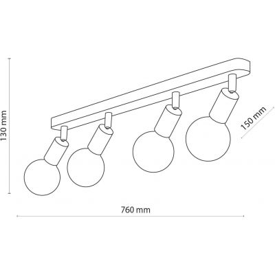 TK Lighting Simply lampa podsufitowa 4x15W czarny/jasne drewno 4752