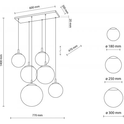 TK Lighting Esme lampa wisząca 6x15W czarny/biały 4793