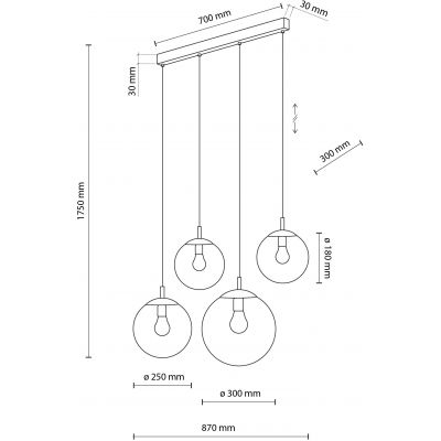 TK Lighting Esme lampa wisząca 4x15W czarny/mix kolorów 4795