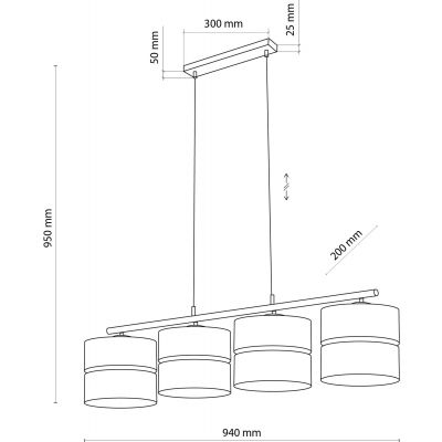 TK Lighting Nicol lampa wisząca 4x15W czarny/drewno 4802