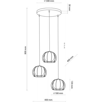 TK Lighting Beniamin lampa wisząca 3x6W czarna/biała 4812