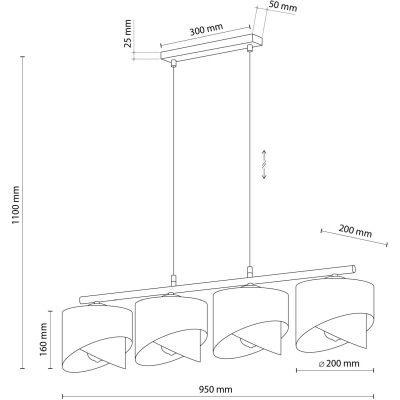 TK Lighting Grant lampa wisząca 4x15W biały/złoty 4822