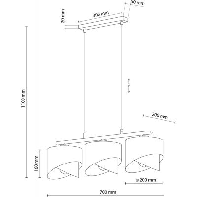 TK Lighting Grant lampa wisząca 3x15W czarna/złota 4824