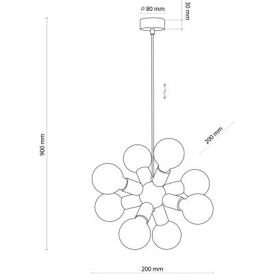 TK Lighting Rubio lampa wisząca 8x15W czarny 4835