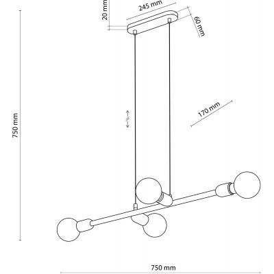 TK Lighting Porto lampa wisząca 4x15W czarny 4836